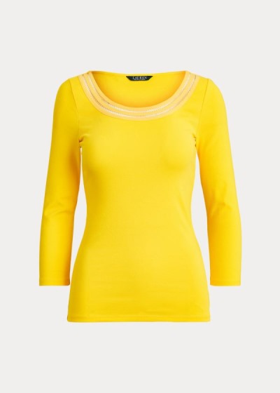 Ralph Lauren Cotton Elbow-Sleeve Top Dame Danmark (MEVFA0735)